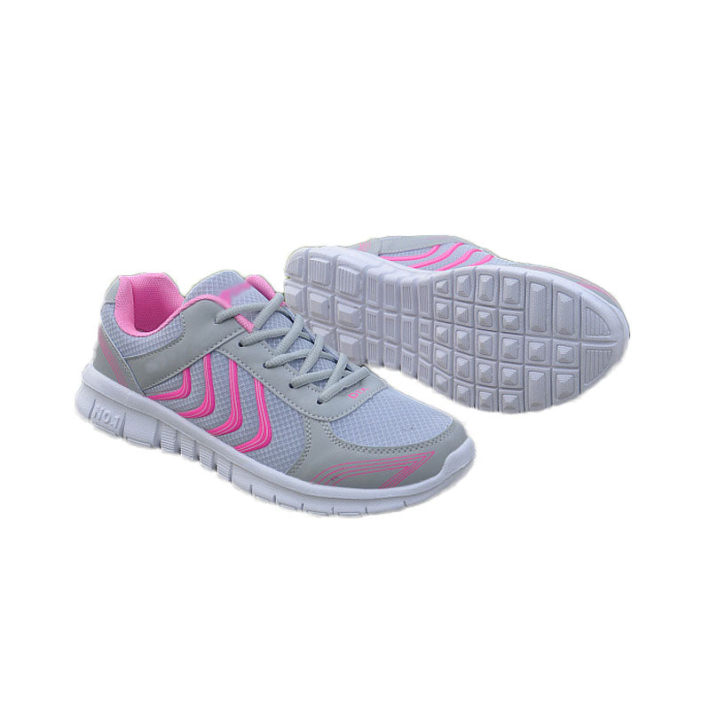 Womens Athletic Mesh Breathable Sneakers Lace Up Comfort Shoes-Pink