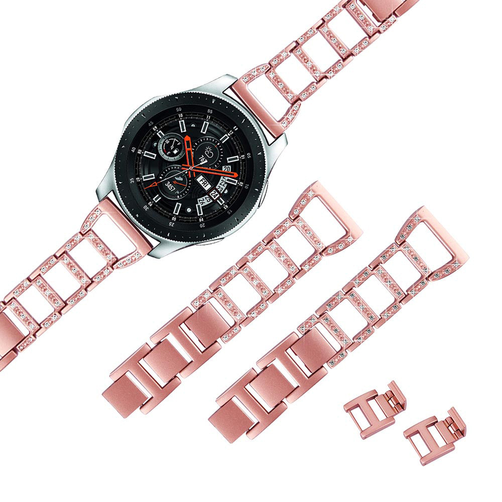 Metal Bands WIth Diamonds For Samsung S3/Galaxy Watch 46mm(Rose Gold)