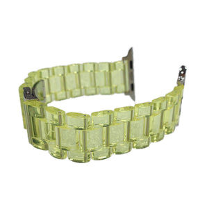 Clear Resin Band Bracelet for iWatch Series SE/6/5/4/3/2/1 with Stainless Steel Buckle-Yellow