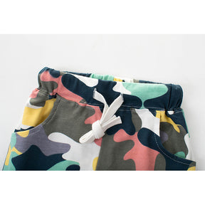Toddler Boys Summer Cotton Shorts with Drawstring Sports Camouflage Shorts with Pockets