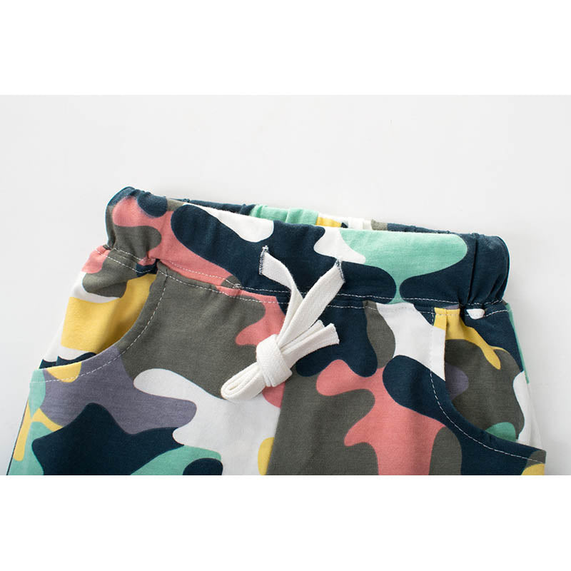 Toddler Boys Summer Cotton Shorts with Drawstring Sports Camouflage Shorts with Pockets