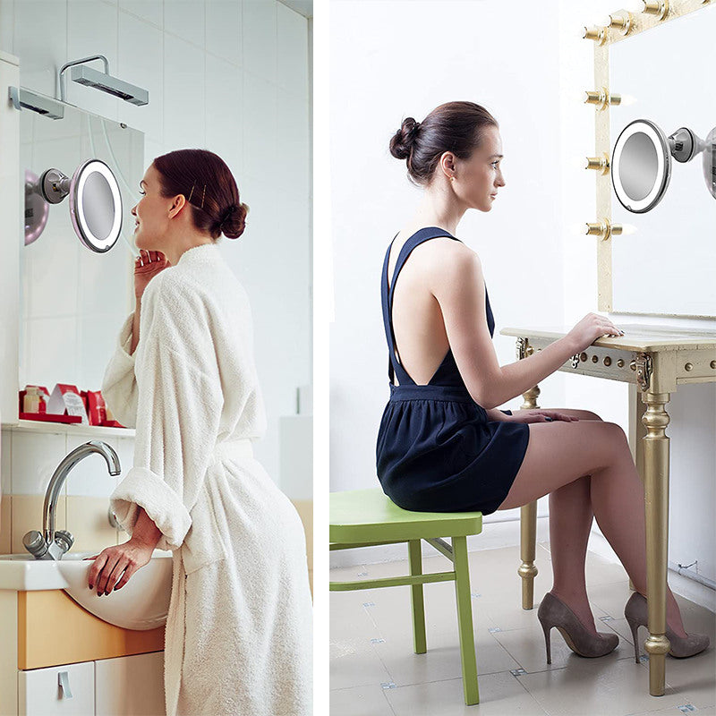 Home & LivingLED 7X Magnifying Makeup Mirror with Power Locking Suction Cup