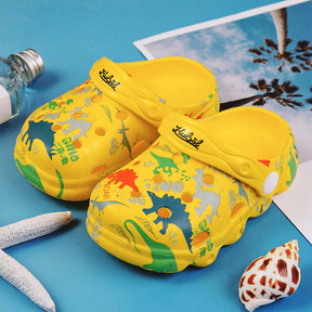 Kids Cute Cartoon Hole Shoes Little Dinosaur Beach Pool Slippers Boys and Girls-Yellow