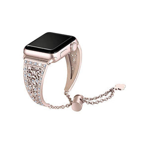 Hollow Retro Metal Watch Band With Diamond For Apple Watch SE/6/5/4/3/2/1(Vintage Gold)