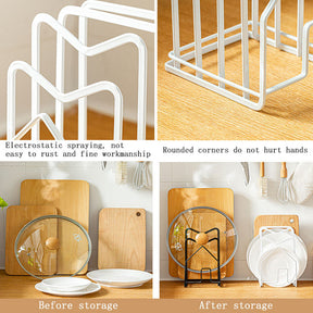 Cutting Board Holder Draining Multi-functional Pot Lid Organizer-White