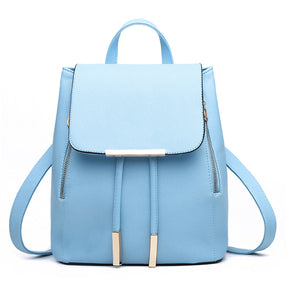 Fashion PU Leather Women Backpack Anti-theft Travel Bag-Sky Blue