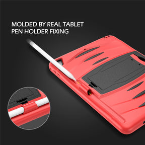 Shock Wave Kickstand Case Anti-Fall Protection With Pencil Holder For 9.7inch iPad 5/iPad 6/iPad Air2/iPad Pro9.7-Red