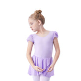 Toddler Ballet Leotard for Girls Dance Flutter Sleeve Skirt Ballerina Dress Outfit-Purple