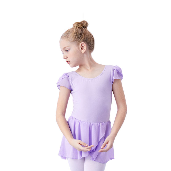 Toddler Ballet Leotard for Girls Dance Flutter Sleeve Skirt Ballerina Dress Outfit-Purple