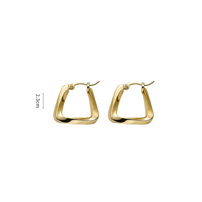 Boutique Trendy Gold Mental Geometric Irregular C Shape Stud Earrings For Women Girl