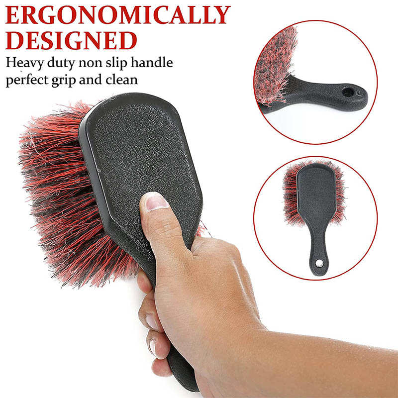 2Pack Wheel and Tire Brush Set For Scrubbing Grime-Red