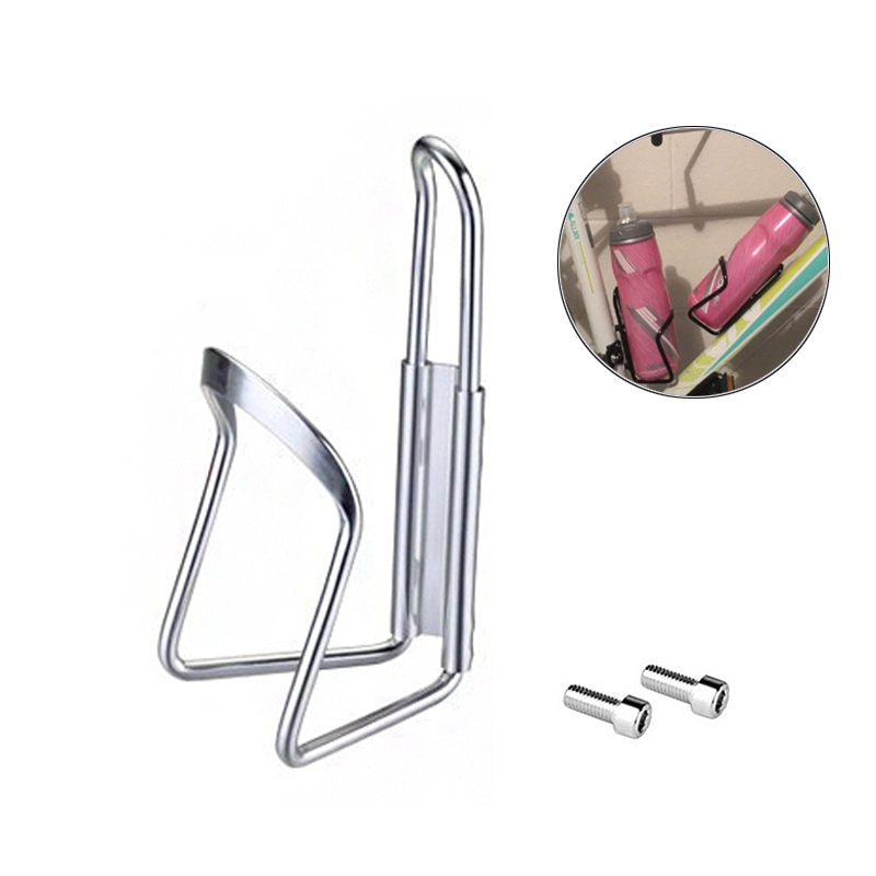 Lightweight Aluminum Alloy Bicycle Water Bottle Cage Holder for Outdoor Activities Drilled Holes Required-Silver