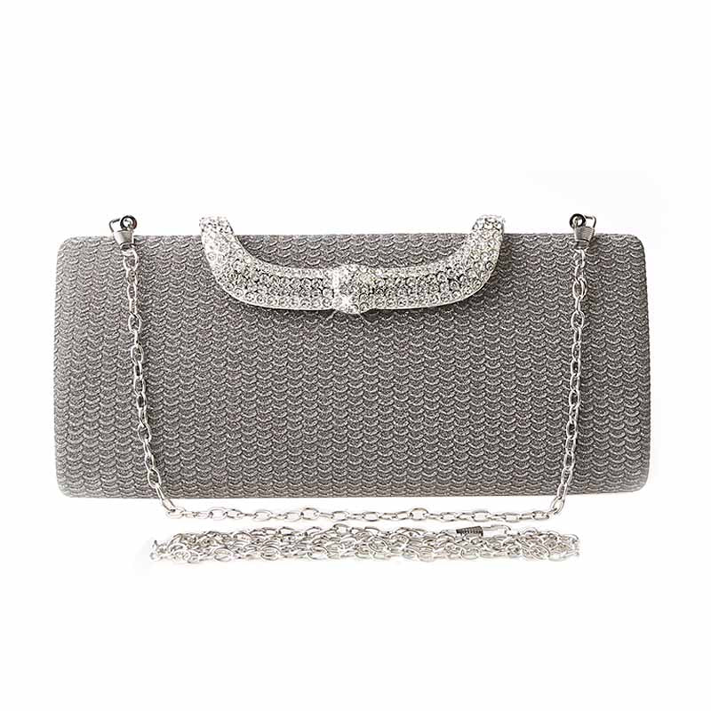 Square Clutch Rhinestone Bag Design Fine Flash Evening for Women-Black