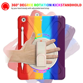 iPad Case With Pencil Stand+Rotating Stand+Shoulder Strap For iPad10.2 Inch 2020/2019-Red