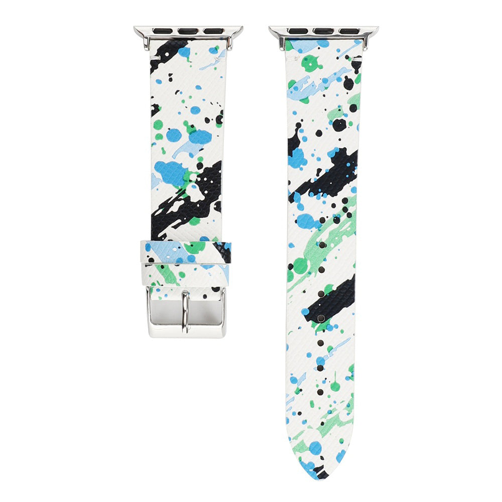 Graffiti Painted PU Leather Watch Band Microfiber Design For Apple Watch SE/6/5/4/3/2/1(Graffiti6)