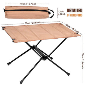 Lightweight Folding Camping Table Washable Fabric with Carry Bag-Beige