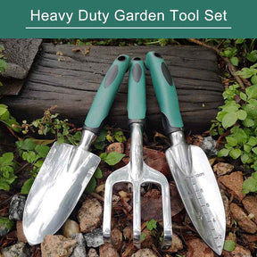 3Pcs Heavy Duty Gardening Tools Cast Aluminum with Soft Rubberized Non-Slip Handle Garden Tools Set -Green