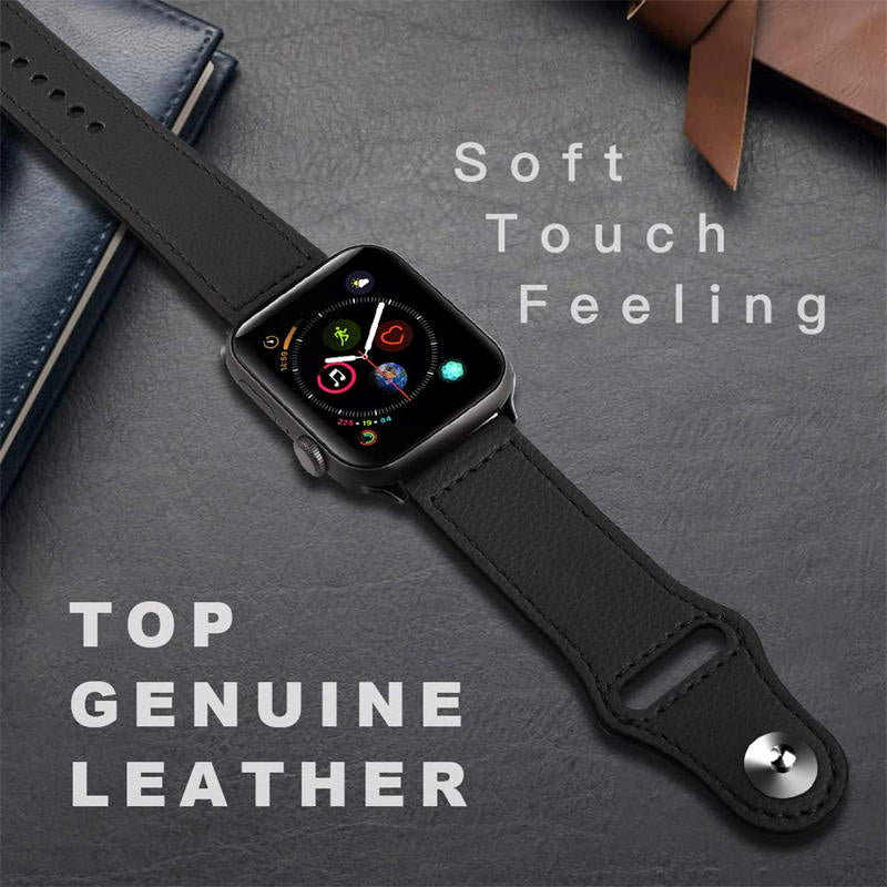 Leather Loop Replacement Band for iWatch Series SE/6/5/4/3/2/1-Black