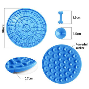 2 Pcs of Strong Suction Dog Lick Mat Durable Slow Feeder Pad for Pet Bathing-Blue Red