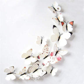 3D Vivid Butterfly Wall Stickers Fridge Magnet Decoration for Room Background-H003 White