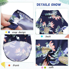 4 Pieces Pet Summer Cool T-Shirts Hawaii Style Floral Dog Shirt-SetA