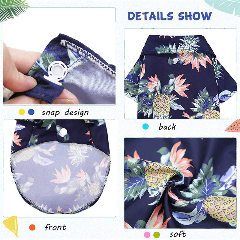 4 Pieces Pet Summer Cool T-Shirts Hawaii Style Floral Dog Shirt-SetA