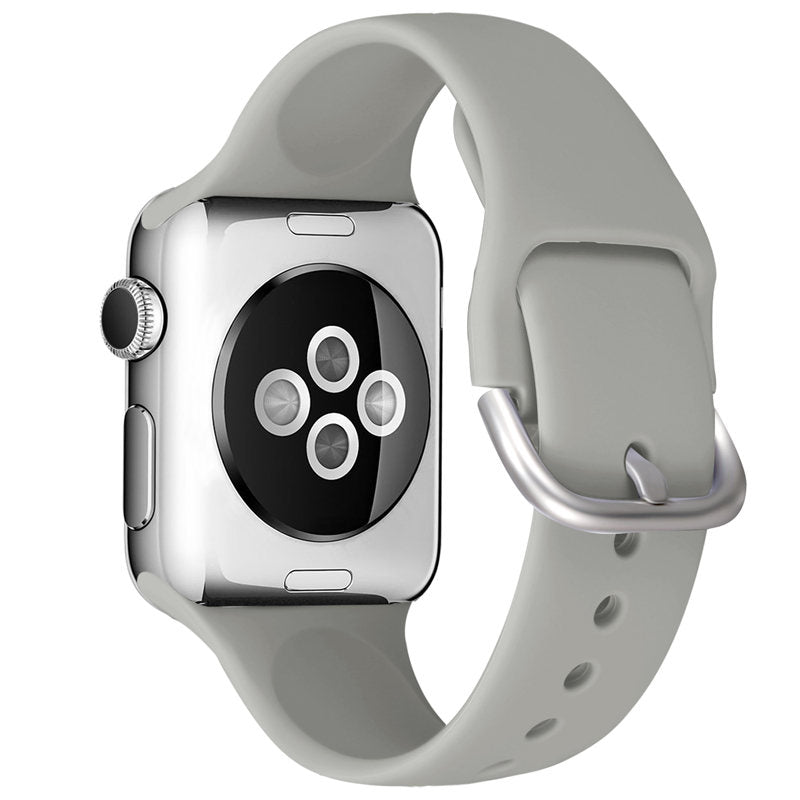 Silicone Sport Replacement Strap with Classic Clasp for iWatch Series SE 6 5 4 3 2 1-Gray