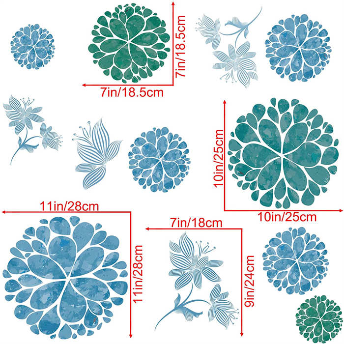 DIY Creative Blue Flowers Vines Decals Wall Stickers Home Removable Decor