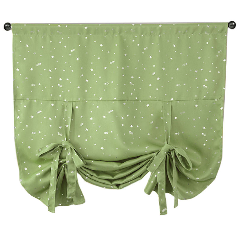 Rod Pocket Star Blackout Roman Curtain Tie Up Small Window Curtain 46X63In-Green
