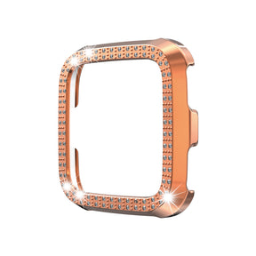 Double Row Diamond Bling Case For Fitbit Versa Cover-Rose Gold