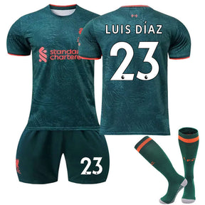 Liverpool F.C. Second Away Jersey 2022-23 LUIS DIAZ #23 Soccer Jersey Kids Adult 3-Pieces Jersey Kits