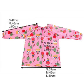 Kids Waterproof Smock Long Sleeve Cartoon Pattern Art Apron-Pink