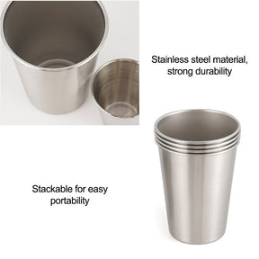 4 Packs 304 Stainless Steel Pint Cups Stackable Drinking Glasses for Camping