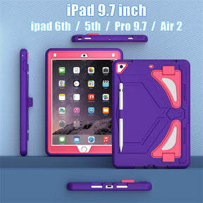 Tablet Case Kids Friendly with Pencil Holder for iPad 11 2020/2021/2022-PurpleRosered
