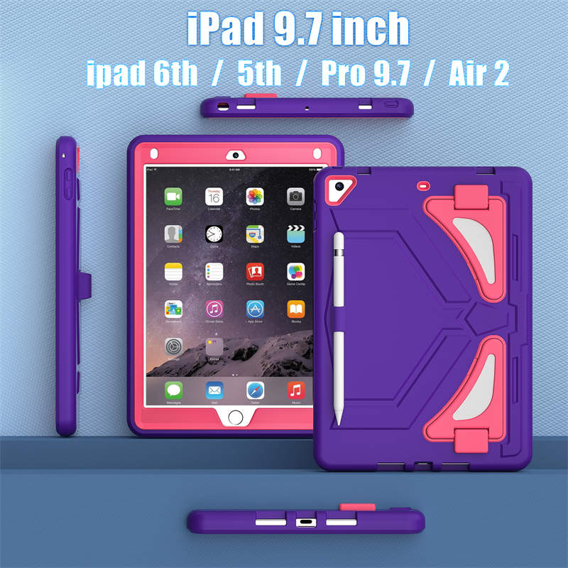 Tablet Case Kids Friendly with Pencil Holder for iPad 11 2020/2021/2022-PurpleRosered