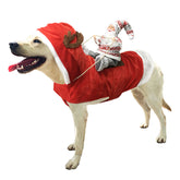 Dog Christmas Costume Santa Claus Riding Pet Cosplay Clothes-Sweater