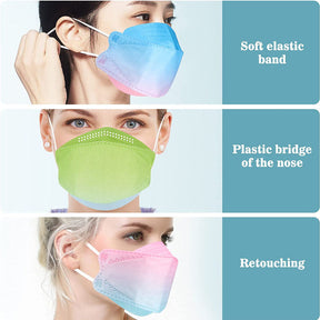 50Pcs Gradient  Face Mask 3-Ply Protection Safty Masks For Adults-Pink Blue