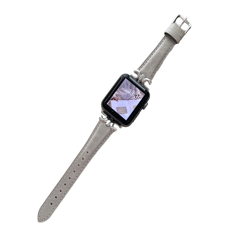 Genuine Leather Strap with Fashion Metal C Buckle for Apple Watch-5