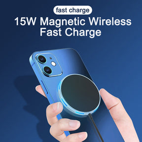 LED Magsafe Magnetic 15W Wireless Charger for Apple 12 Series-White