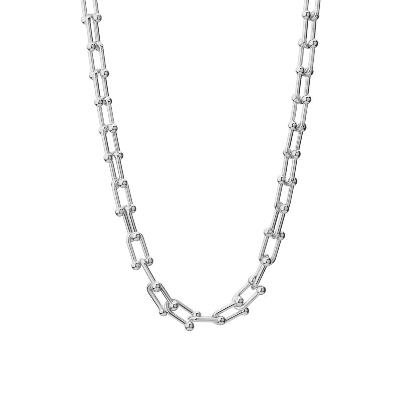 Women U-shaped Paperclip Chain Sliver Necklace