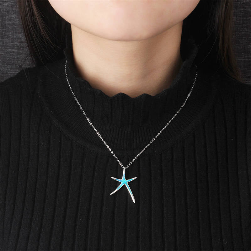 Ocean Starfish Pendant Necklace Valentine Gifts for Women Girlfriend