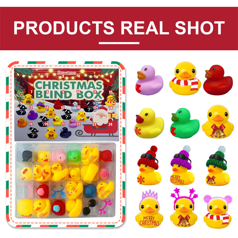 24 Days Christmas Countdown Calendar with 24 Rubber Ducks Toys