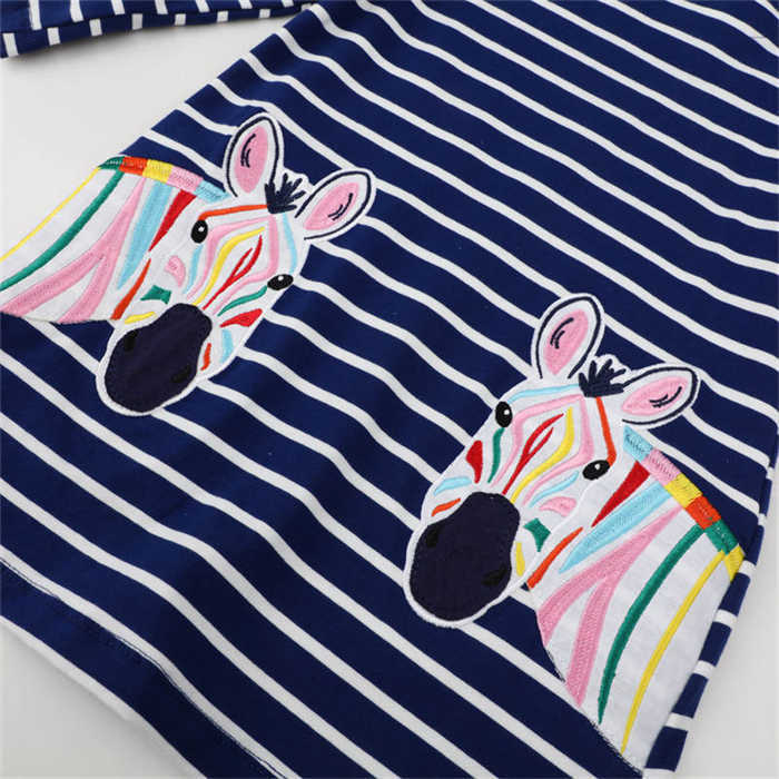 Toddler Girl Cartoon Dress Zebra Print Striped Long Sleeve Dress