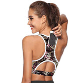 Racerback Sports Bra with Pocket Floral Printed Workout Tank Tops-6