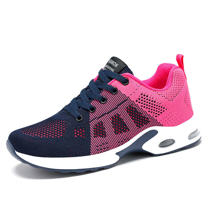 Womens Jogging Shoes Mesh Casual Lightweight Cushioned Sneakers-Blue Red