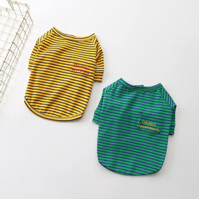 2 Pcs Pet Striped T-Shirt Soft Cool Summer Apparel for Small Dogs
