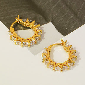 Fashion Zircon Laciness Hoop Earrings For Womens-Gold