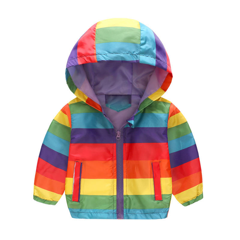 Boys Girls Cartoon Print Zip Lightweight Jacket Hooded Coats Casual Windbreaker-9