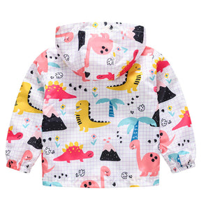 Toddler Boys Girls Cartoon Print Zip Jacket Hooded Trench Kids Casual Coats-37