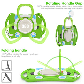 CatB Silicone Case For iPad 10.2 Air10.5 Pro10.5 Shockproof Shoulder Strap Handle Stand-Green